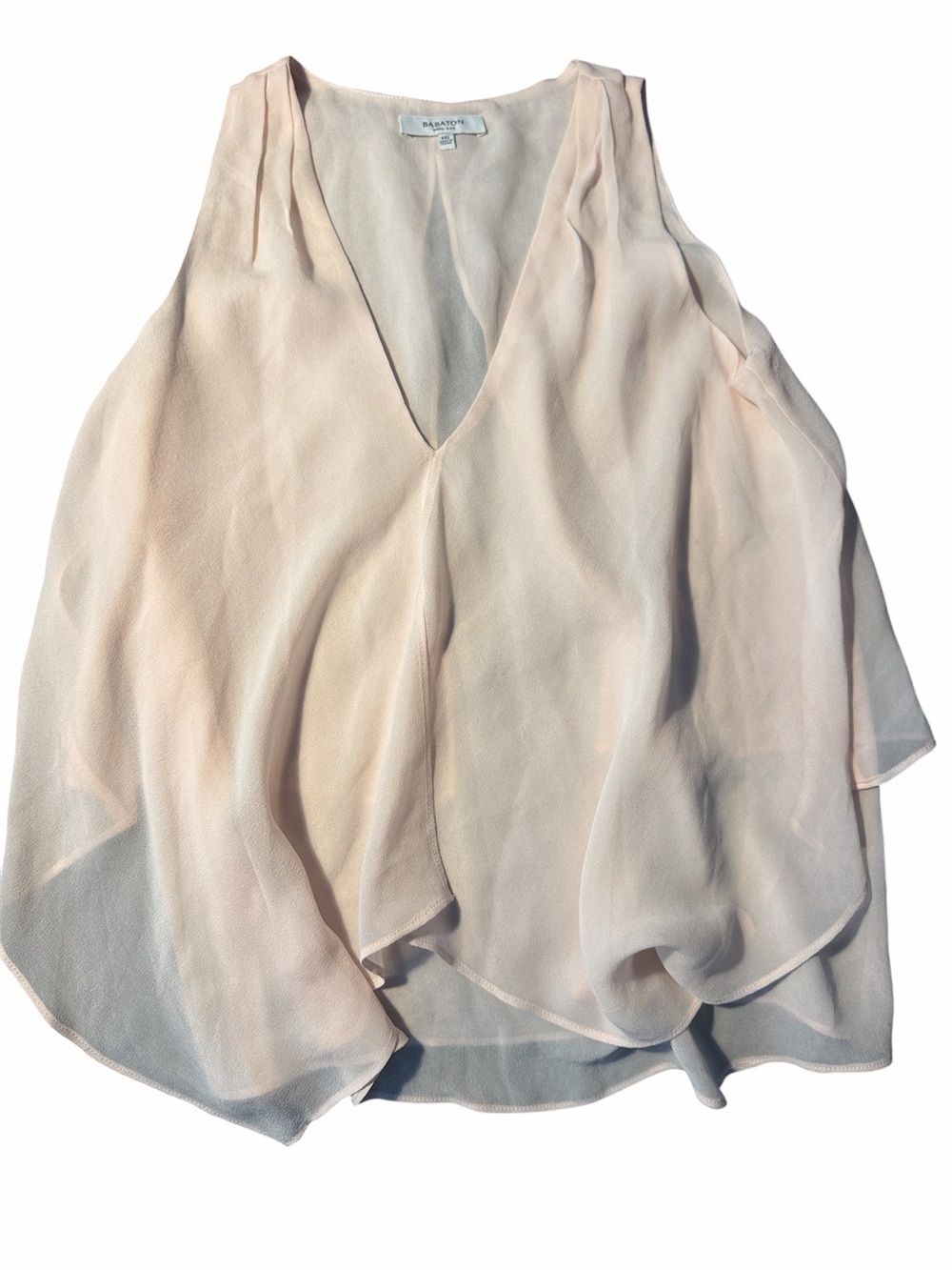 Aritzia Babaton 100% Silk Blush Pink V-Neck Layered Chiffon Camisole Tank